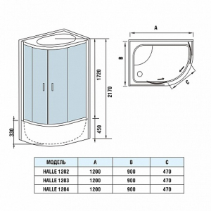С гидромассажем  WeltWasser HALLE 1204 L