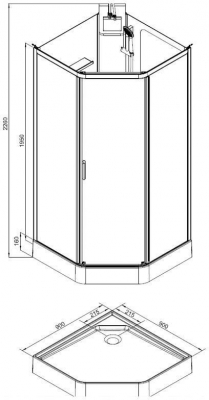 Обычные  Aquanet Passion P 90x90, прозрачное стекло