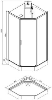 Обычные  Aquanet Passion P 90x90, прозрачное стекло