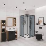 С гидромассажем  Niagara NG- 6901-01GQ BLACK (900х900х2100) низкий поддон(16 см) стекло ТОНИРОВАННОЕ, 4 места