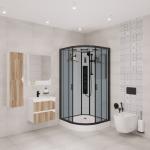С гидромассажем  Niagara NG- 6902-01G BLACK (1000х1000х2100) низкий поддон(16см) стекло ТОНИРОВАННОЕ, 4 места