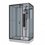 С гидромассажем  Niagara NG- 6912-01GQL BLACK (1200х800х2100) низкий поддон(16 см) стекло ТОНИРОВАННОЕ,5 мест