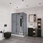 С гидромассажем  Niagara NG- 6912-01GQR BLACK (1200х800х2100) низкий поддон(16 см) стекло ТОНИРОВАННОЕ, 5 мест