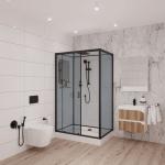 Обычные  Niagara NG- 6912-01QR BLACK (1200х800х2100) низкий поддон (16 см) стекло ТОНИРОВАННОЕ,4 места